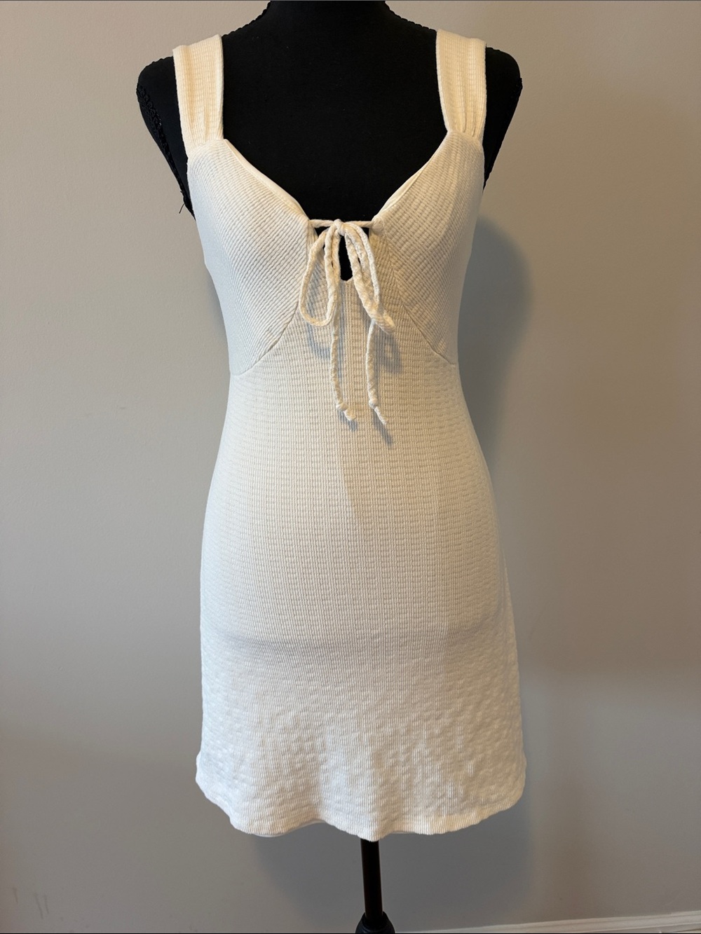 South Moon Under Cream Knit Mini Dress with Tie Front